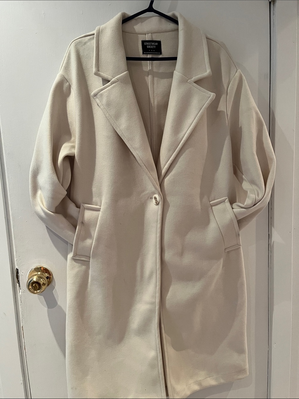 Streetwear Society Cream Single-Button Trench Coat only wear 2 times
